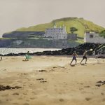 Playing on the beach near Burgh Island